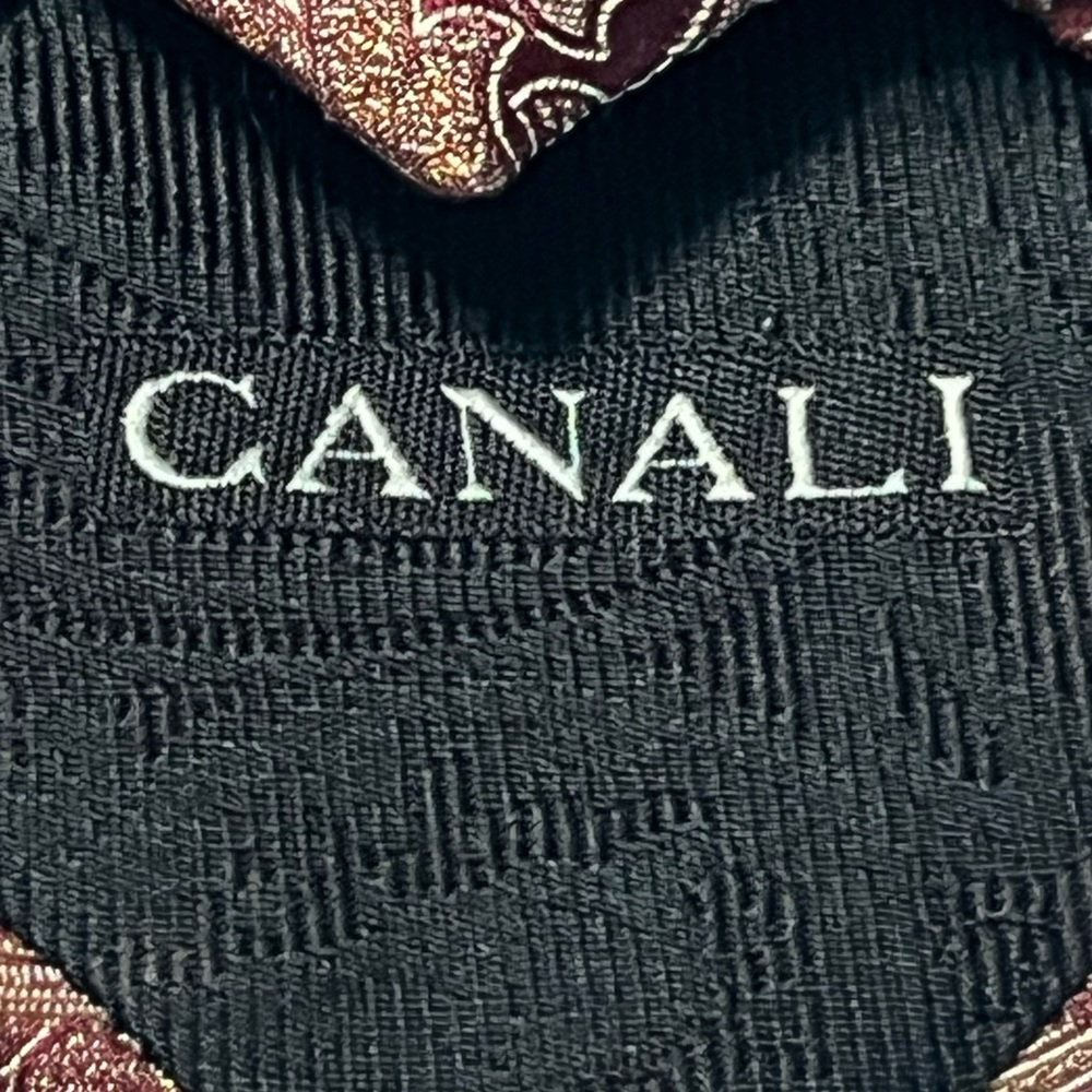 Canali Burgundy Tie with Gold Paisley - Picture 4 of 6